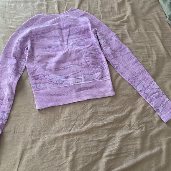 NUX One by One Long Sleeve Hand Tie Dyed Purple Workout Top - Picture 3 of 4